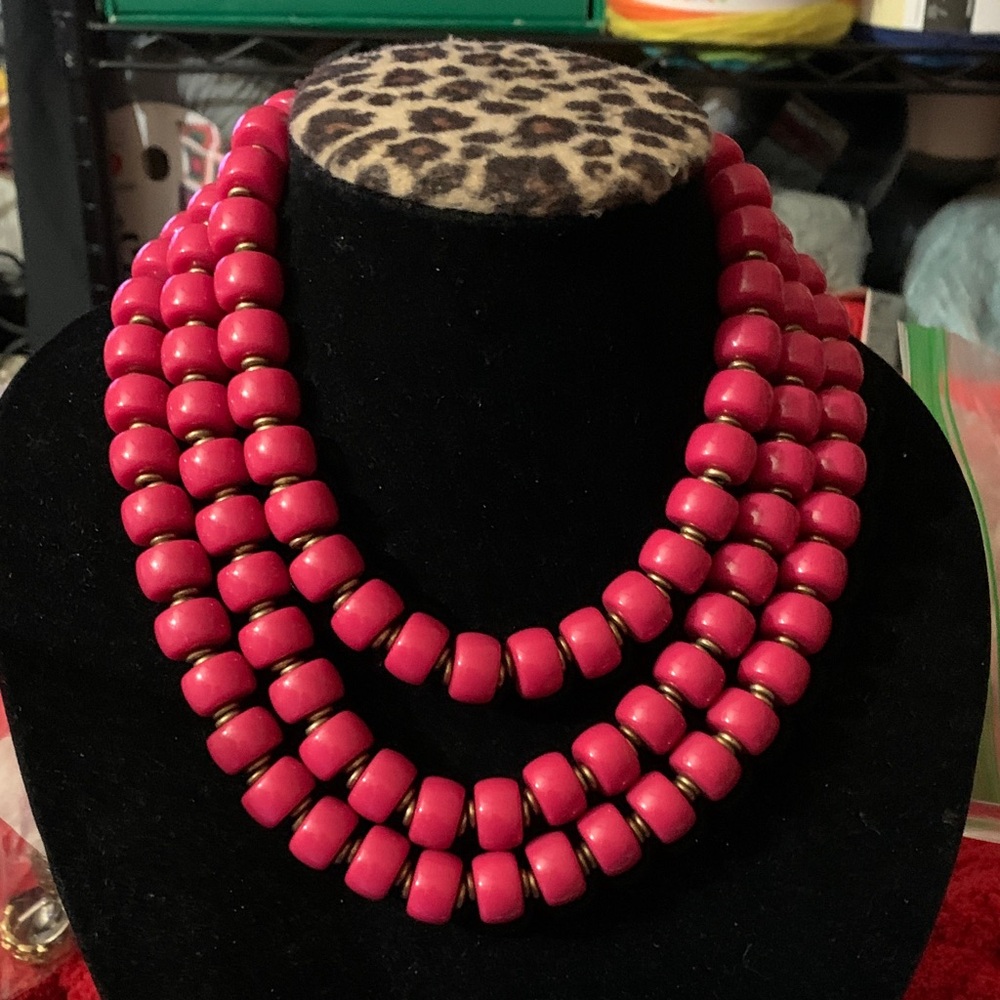 Premier Design Bold Statement Pink Beaded Necklace